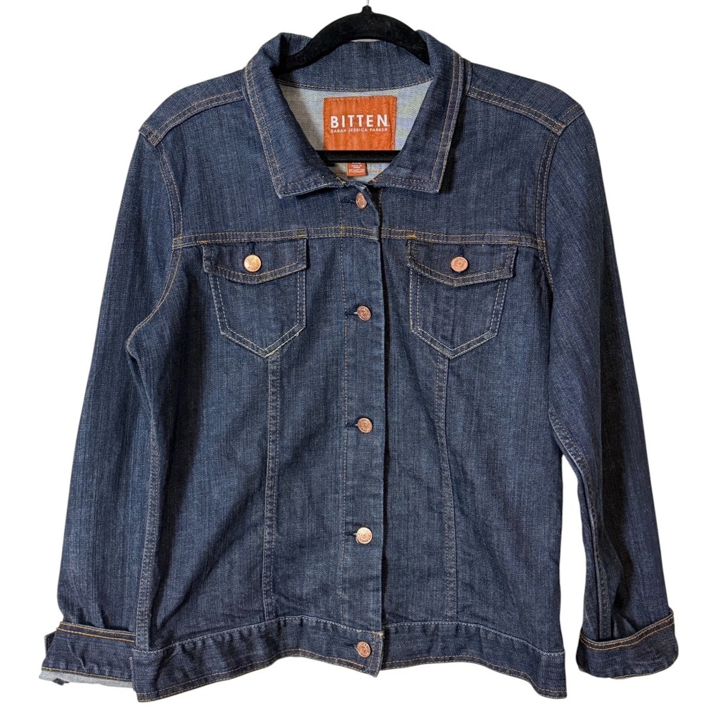 Bitten Sarah Jessica Parker Denim Jacket Womens XXL Dark Wash Stretch Y2K Trucer